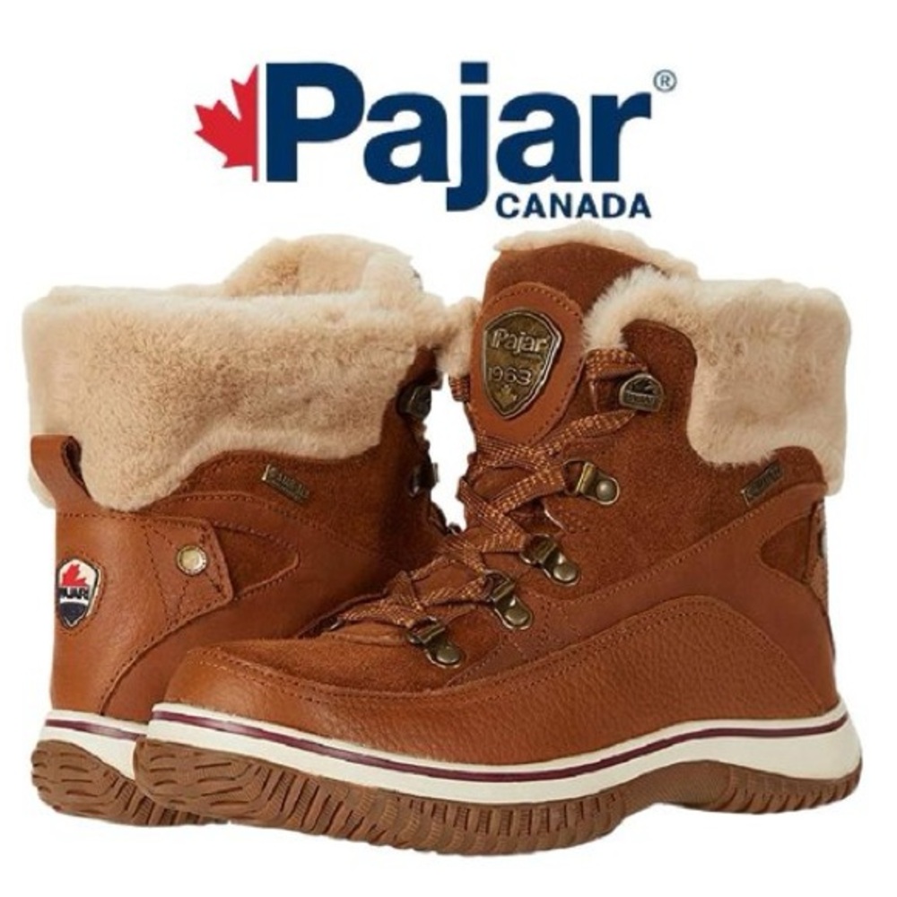Pajar Canada Giselle Waterproof Leather Snow Boots Fur Lined Brown